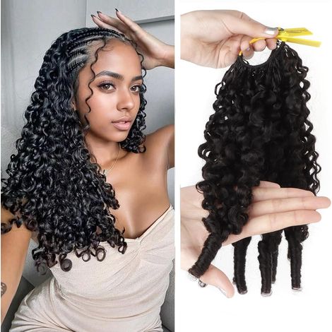 1.76 oz/1 paquete de nudos milagrosos de ganchillo de cabello humano, cabello humano de ganchillo birmano rizado preseparado de plumas invisibles trenzas de ganchillo cabello natural para mujeres negr (1/5)