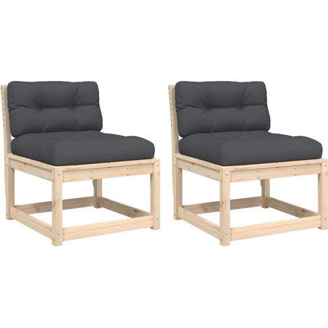 Maison Exclusive - Gartensofas mit Kissen 2 Stk. Massivholz Kiefe