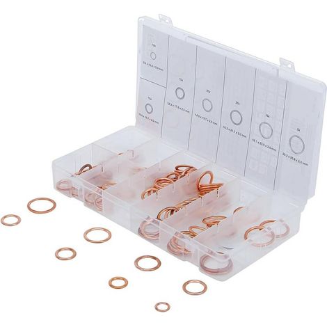 Assortiment de Joints Toriques Cuivre D.6-20 mm - 95 pcs - Étanchéité Fiable et Durable - Pro - D-Work