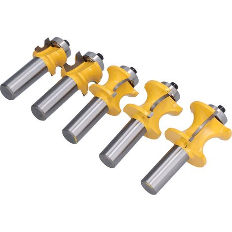 Lot de 5 fraises à bois bordure demi-ronde queue 1/2po acier carbone alliage pour fraiseuse CNC (1/5)