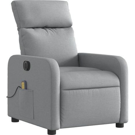 Poltrona relax TV reclinabile elettrica funzione massaggio 6 punti massaggio in tessuto grigio chiaro DEC027167