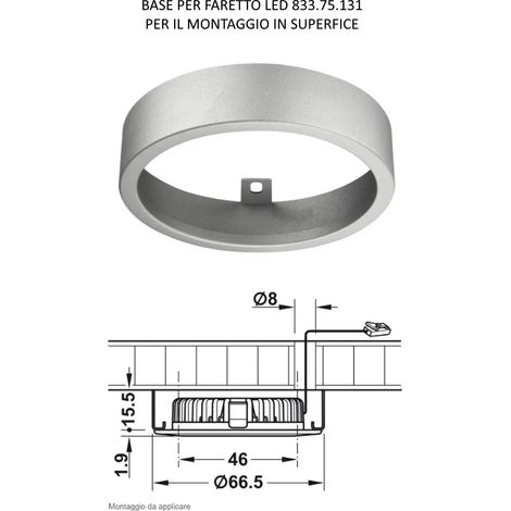 SUPPORTO PER FARETTO MULTIWHITE DA APPLICARE 24V ARGENTO HAFELE LOOX LED 3039 (1/2)