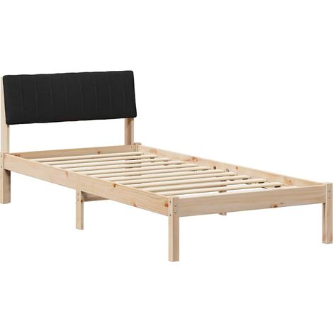 Bed frame Brown and black 90 x 200 cm Solid pine wood vidaXL
