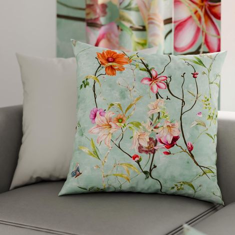Lot de 2 Taies d'Oreillers 50x50 cm 100% Microfibre Hypoallergénique, Housse Oreiller Rectangulaire Printemps Vert d'eau, Paquet de 2 (1/3)