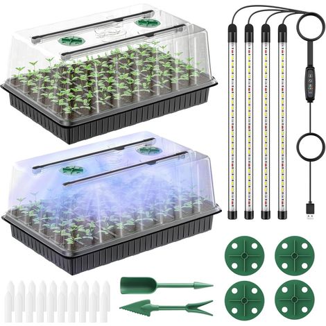 Seed Starter Kit 2 Pack, 120 Honeycombs, Seedling Tray with Adjustable Growth Lights (1/5)