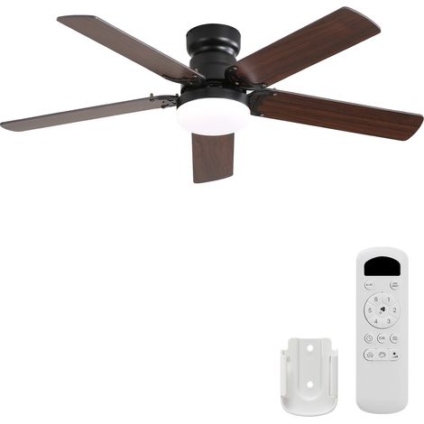 Deckenventilator mit Leuchte, 106 cm, leiser Betrieb mit Fernbedienung, 6 Geschwindigkeitsstufen und Timer für Schlafzimmer und Wohnzimmer, Schwarz (1/5)