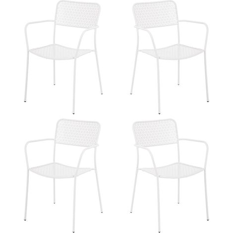 Set 4 sedie da giardino con braccioli in metallo bianco - Aura (1/4)