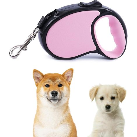 Laisse rétractable pour chiens de grande taille jusqu'à 25 kg, 5 m, avec bouton d'arrêt et verrouillage. (1/5)