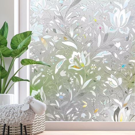 CCYKXAFilm pour Fenêtre Film Electrostatique Protége Intimité Anti-UV Décoratif Film Vitre Anti Regard Occultant avec Motif Tulipes Fleurs 45cm × 200 cm (1/5)