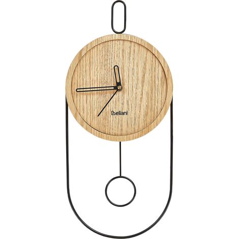 Orologio da parete da appendere 20 x 45 cm Design senza numeri MDF Pendolo Legno chiaro Sierre