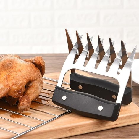 2 Pack Stainless Steel Meat Claws for BBQ Pulled Pork Legs Solid Metal Cave Tools for Shredding Beef Pork Chicken Turkey Breast (1/5)