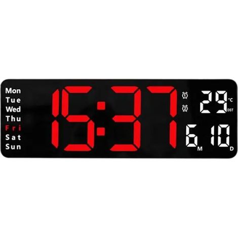 Horloge murale numérique nordique simple avec grand écran de 16 pouces, horloge murale LED pour salon (1 pièce). (1/5)