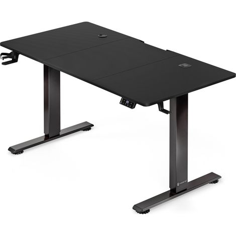 Bureau électrique assis debout 160 x 70 cm aspect carbone, réglable 72-117 cm (1/5)