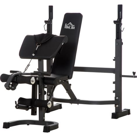 Banco de Musculación Banco de Pesas con Respaldo Inclinable y Soporte de Barras Ajustable para Entrenamiento de Cuerpo Completo 187x140x117-136 cm (1/5)