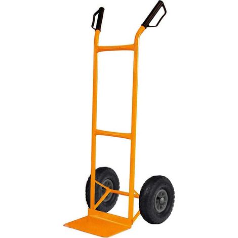 Carrello per trasporto merce a mano in Acciaio mis. 55x35x113 cm di colore giallo con portata max di 200 Kg (1/4)