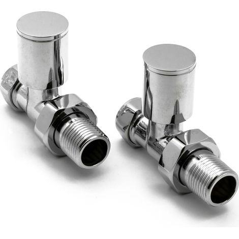Reina Portland Straight Radiator Valves Pair 15mm - Chrome