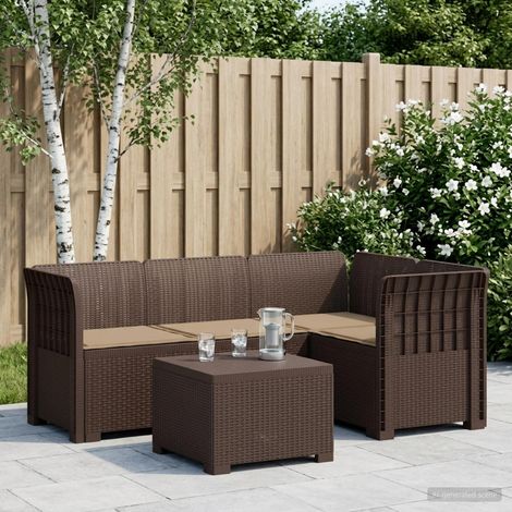 vidaXL Sofá de Jardín para 4 Personas con Cojines y Diseño de Rattan (1/5)