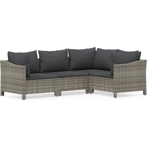 Maison Exclusive - 4-tlg. Garten-Lounge-Set mit Kissen Grau Poly (1/5)