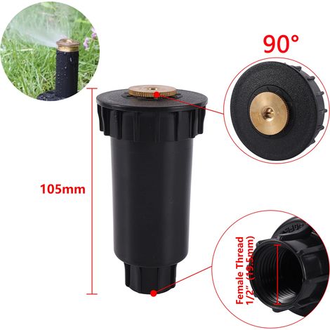 Arroseur escamotable à filetage 1/2" (90°) avec jet extensible automatique à 90/180/360° pour jardin, pelouse et gazon, buse enterrée (1/5)