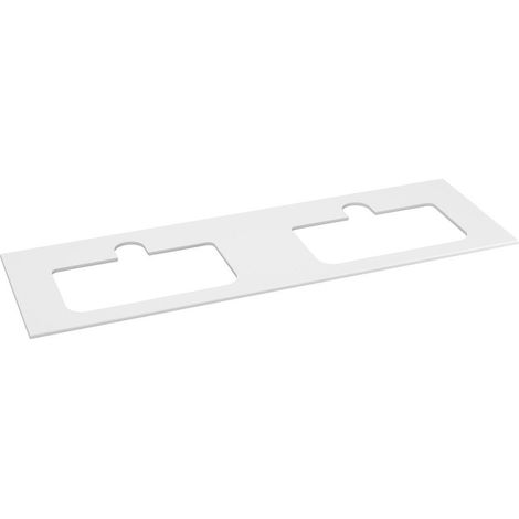 BRAHEA Plan de travail Rockstone, 2 trous pour lavabo, 161x51,5cm (80+80cm), blanc mat