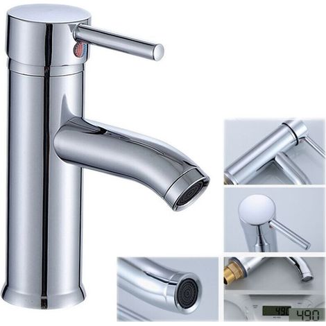 Robinet de salle de bain, robinet de lavabo monotrou pour eau chaude et froide (B3) (1/3)