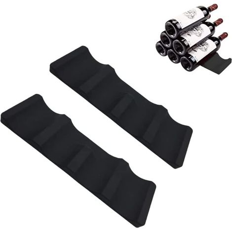 2 Pièces Tapis de Rangement à Bouteille, Support Bouteille Empilage, Européen Étagère à Vin de Style, Porte Bouteille Frigo pour Comptoirs de Cuisine, Garde-Manger, Réfrigérateur (1/5)
