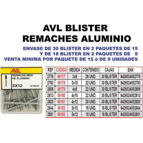 AVL Rivetti in Alluminio Blister 5x12 2851