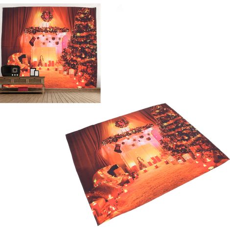 Weihnachtsteppich, Weihnachtsdekoration, Hintergrundstoff, Wohnzimmerdekoration, Set mit 7 Stoffmustern zum Aufhängen für Weihnachten (1/5)