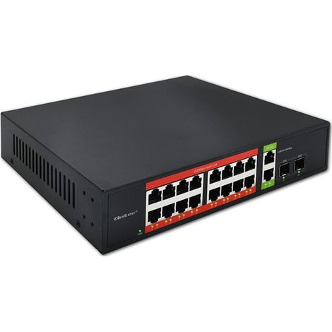 Switch PoE Gigabit Ethernet Qoltec  16 puertos RJ45  2 puertos RJ45 de enlace ascendente (1/4)