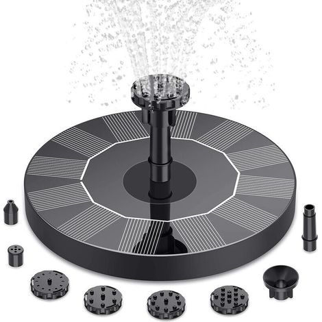 Schwimmender Solar-Gartenbrunnen, Solar-Teichpumpe mit 6 Düsen, Solarbrunnen für Gärten, Vogeltränken und Teiche