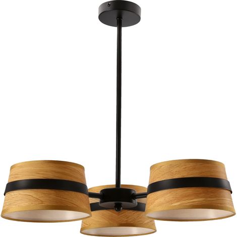 Plafonnier moderne Demy Candellux noir/bois 3xE14 40W (1/2)