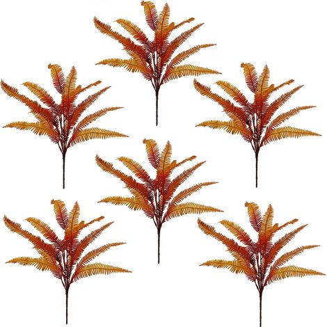 6 x 55cm Artificial Autumn Fern Bush Plant (1/5)