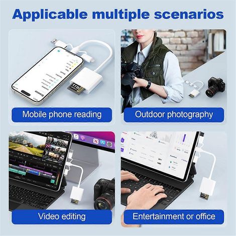 Lecteur de cartes mémoire pour connecteur USB-C 2.0 (blanc) (1/5)
