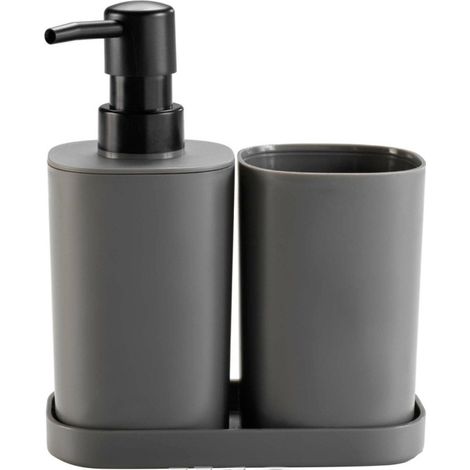 Set de 3 Accessoires Salle de Bain "Vita" 19cm Anthracite (1/3)