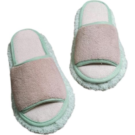 Pantoufles de vadrouille pour Nettoyage de Sol, Chaussures de Nettoyage Portables, Pantoufles de Nettoyage, pour dépoussiérage de la Maison, Polissage, 26.5 cm, Vert Kaki (1/5)