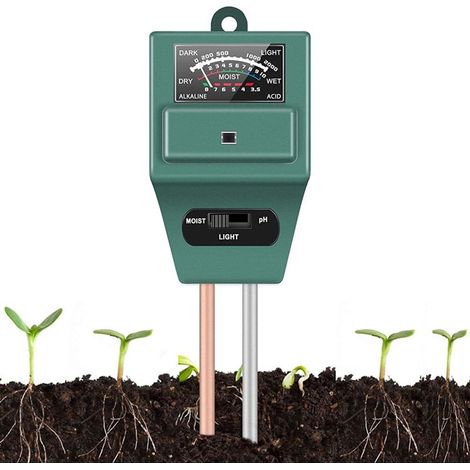 MS02 3-in-1 Boden-pH-Tester, Bodenfeuchtigkeits-/Licht-/pH-Tester, Gartenwerkzeug-Set für die Pflanzenpflege, ideal für Garten, Rasen, Landwirtschaft, Innen- und Außenbereich