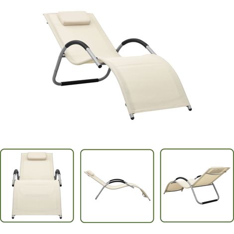 Chaise longue Textilène Crème et gris (1/5)