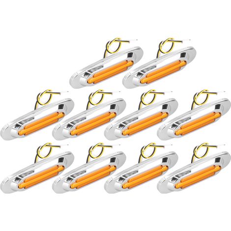 Lot de 10 feux de position latéraux pour camions et remorques, 16 LED, 1200 lm, clignotants, étanches IP67, pour véhicules 12-24 V, lumière jaune (1/5)