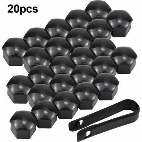 Couvercle de goujon de roue noir, 17 mm, lot de 20, capuchon hexagonal pour écrou de roue, protection anti-salissure et esthétique