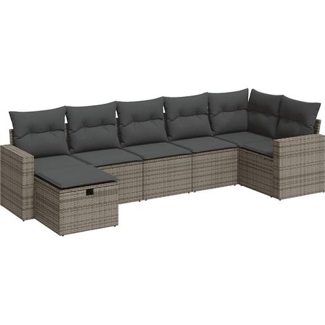Maison Exclusive - 7-tlg. Garten-Sofagarnitur mit Kissen Grau Pol (1/5)