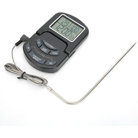 Ortviai Thermomètre numérique programmable pour cuisine et barbecue avec sonde, écran LCD et minuterie jusqu’à 24 h (1/3)