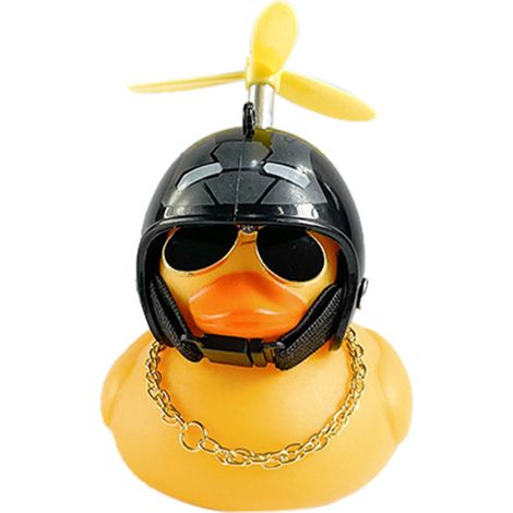 Canard décoratif avec casque 5,5x6x5,5cm pour moto, accessoire auto brise-vent, jouet ornement voiture type 2 (1/5)