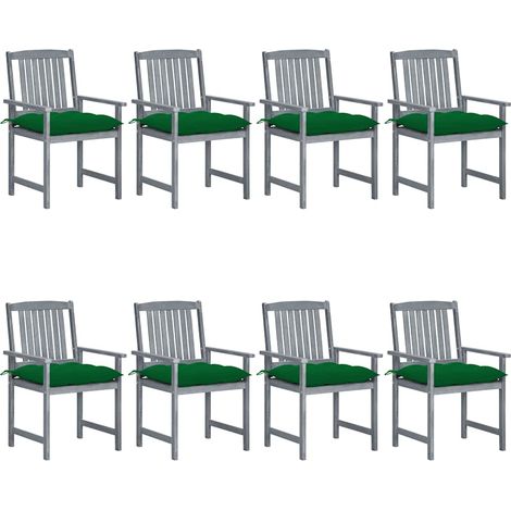 Lot de 8 Chaises de jardin avec coussins - Chaises d'extérieur pour terrasse/jardin Bois d'acacia solide Gris BV467117 - BonneVie (1/5)