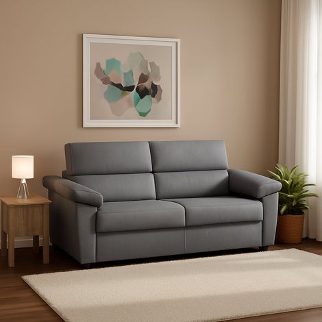 Sofá Cama 2 Plazas Contrada, Desenfundable, Con Almacenaje Made in Italy, Apertura Abatible, 205x95 cm Gris (1/5)