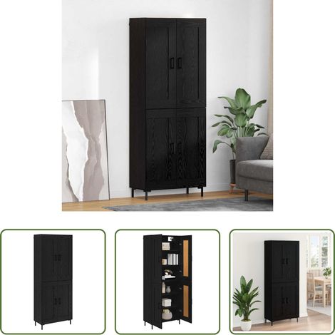 Rangement salon - Haut Armoire 2 pcs Chêne noir Bois d'ingénierie (1/5)