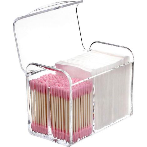Distributeur pour boules de coton, cotons-tiges, disques de coton, fil dentaire, bocaux d'apothicaire en plastique à 3 compartiments (1/5)