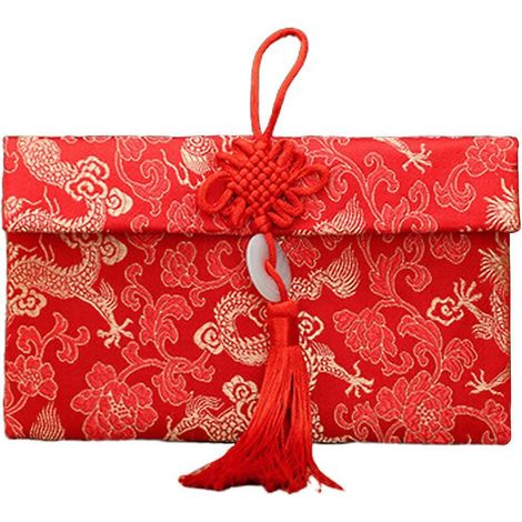 Kreativer, roter Brokat-Hochzeitsumschlag, Geschenk im Wert von 10.000 Yuan. (1/5)
