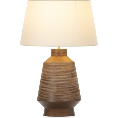 Lampara Sobremesa 24X24X43 Madera Natural/Gris Lavado/Sin Pantalla (1/2)