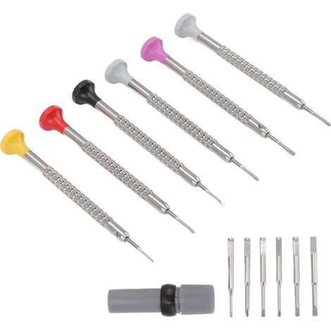 Tournevis pour la réparation de montres, tournevis de précision pour montres, boîte de 6 tournevis octogonaux à mailles larges. (1/5)