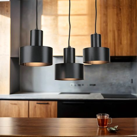 Hängelampe Schwarz E27 Metall Retro Pendelleuchte Esszimmer